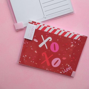 xo Vintage Postkarten Valentinstag, Liebespostkarten, rote und rosa Postkarte