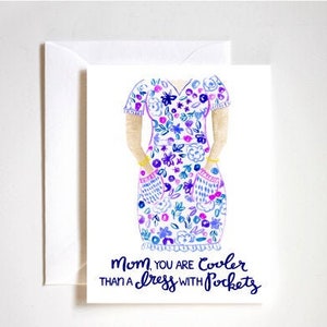 mãe legal, cartão de Dia das Mães, mãe mais legal de todos os tempos, cartão de mãe engraçado, cartão para mãe Dia das Mães, cartão engraçado para mãe, vestido com bolsos, feito à mão