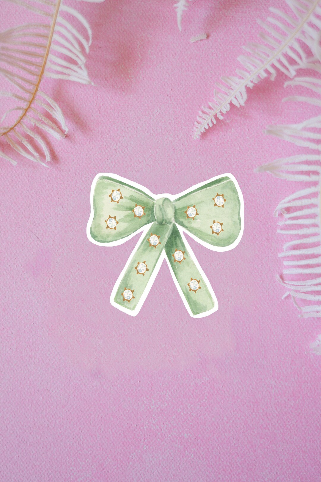 Bow Sticker Green, Bow Aesthetic, Bow Core, Vinyl Stickers, Sticker for