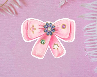 autocollant d’arc rose, esthétique d’arc, noyau d’arc, autocollants en vinyle, autocollant pour ordinateur portable, décalcomanie d’arc, décor d’arc, accessoires d’arc, arc de coquette