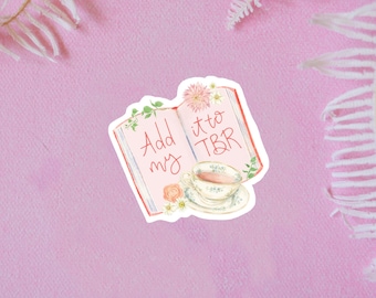 add it to my tbr, tbr list, book stickers, book gifts for book lovers, book stickers for kindle, vinyl sticker, book girl, book girlie
