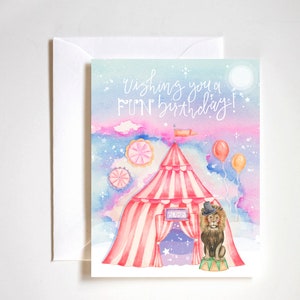 wishing you a fun birthday card, circus birthday card, circus birthday theme, kids birthday card, birthday card for boy, circus bday