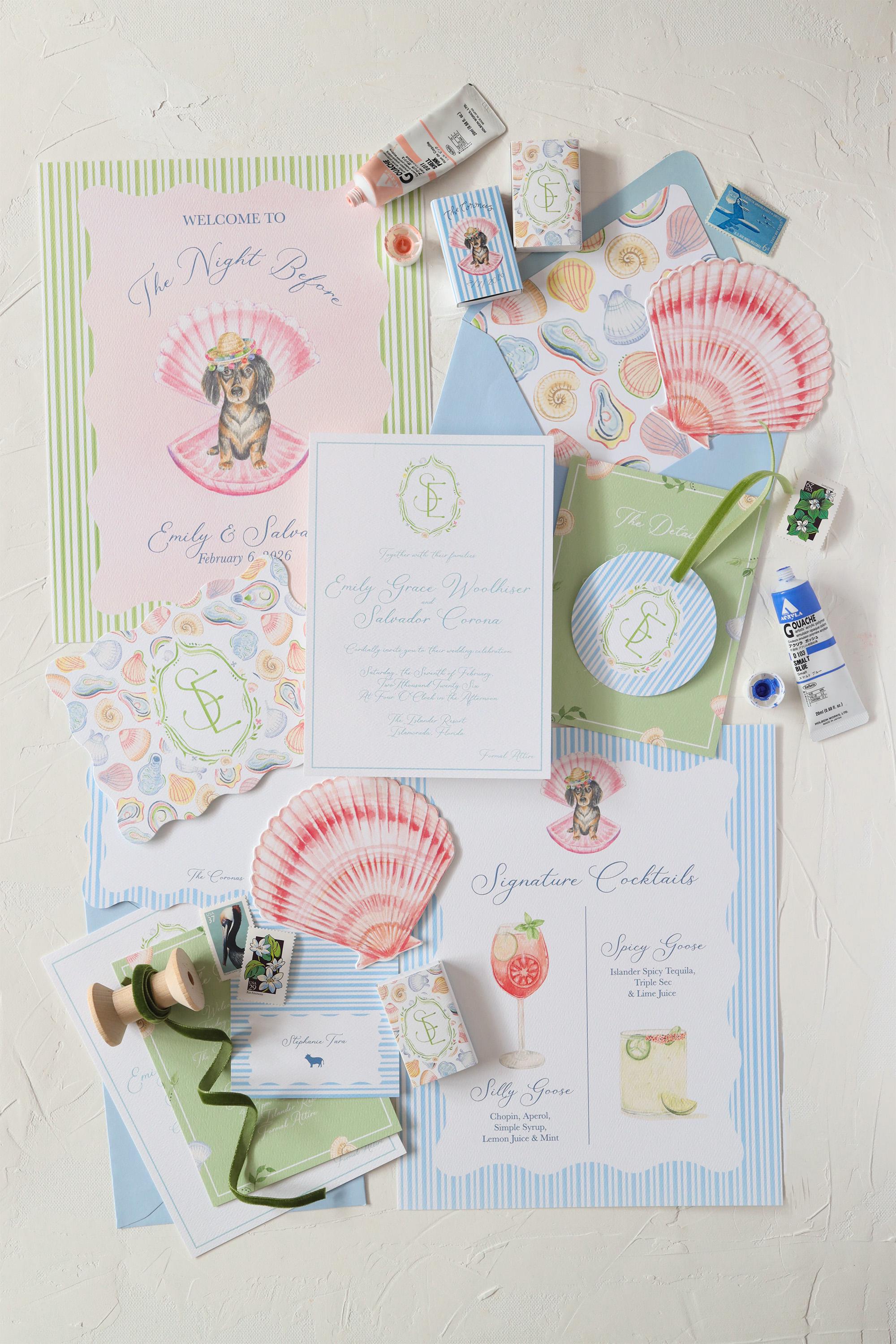 Coastal Watercolor Wedding Invitations