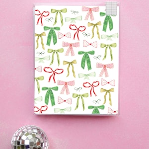 mini conjunto de cartões de férias, laços de férias coquete, fitas de férias, laço vermelho, laço verde, laço de Natal, muito fofo