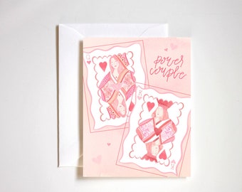 Valentine's Day card, power couple, love card, anniversary card, romantic card, king and queen, queen of hearts