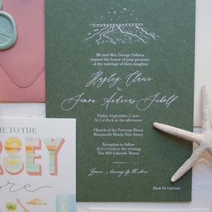 jersey shore wedding, beach wedding invitation, watercolor wedding map, luxe wedding invitation, seashore wedding invitations image 2