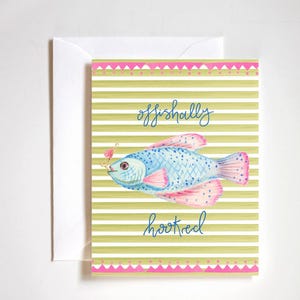 Liebeskarte, Fischkarte, Jubiläumskarte, Valentinstagskarte, ofishally süchtig, Essen Wortspiel