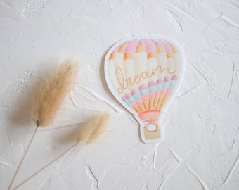 hot air balloon dream vinyl sticker / up up and away / baby shower decor / party decor