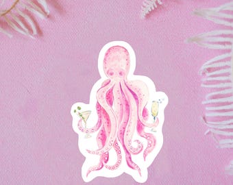 east coast beach club, bachelorette party, martini stickers, vinyl sticker, octopus stickers, champagne sticker