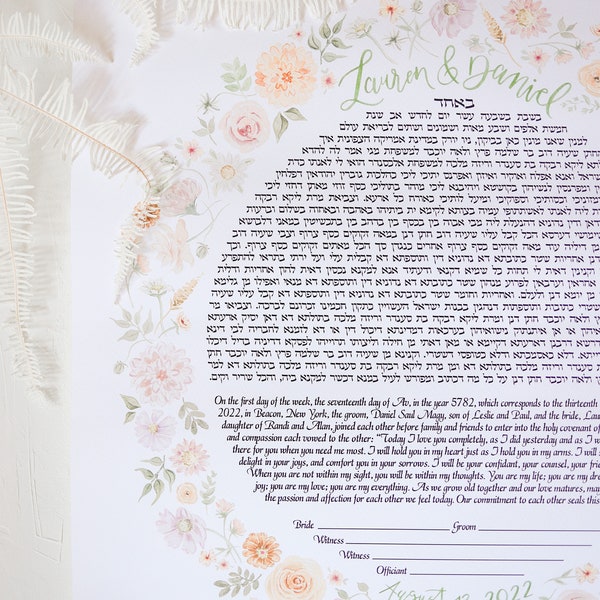 custom ketubah, ketubah watercolor, ketubah modern, wedding ketubah, jewish wedding sign custom, jewish wedding sign for bride
