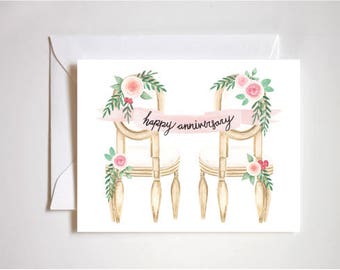 Carte anniversaire heureux / Célébrer le mariage / Amour durable / Cartes blanches / Cartes de notes