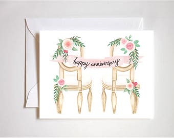 Happy Anniversary Card / Celebrate Marriage / Long Lasting Love / Blank Cards / Note Cards