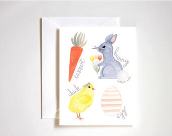 Carte des icônes de Pâques / Lapin de Pâques / Poussin de Pâques / Oeuf de Pâques / Carottes / Pour une petite fille / Pour un petit garçon / Panier de Pâques