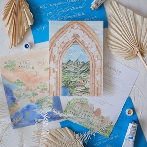 Amalfi coast wedding invitations, Italy wedding invitation suite, destination wedding, watercolor invitations, custom wedding stationery