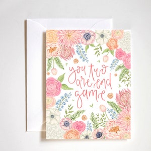 jullie twee zijn eindspel verlovingskaart, bloemenhuwelijkskaart, tijdperken tourkaart, Taylor Swift-kunst, romantische trouwkaart