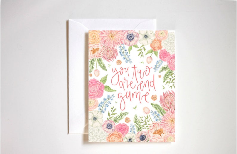 carte de fiançailles de fin de partie, carte de mariage de fleurs, carte de visite d'époques, art Taylor Swift, carte de mariage romantique image 1