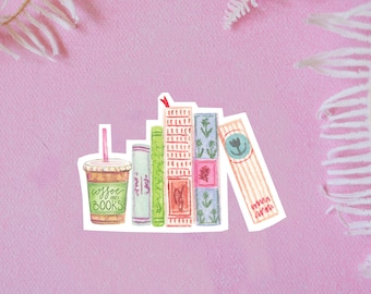 Book and coffee lover book shelf sticker