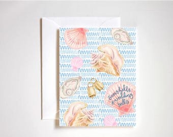 seashells and wedding bells, east coast wedding, bride to be, wedding card, beach wedding, wedding seashells