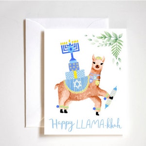 Happy Hanukkah Llama Card / Hanukkah Card / Hanukkah Gift / Humorous Hanukkah / Jewish Holidays / Menorah Illustration Card