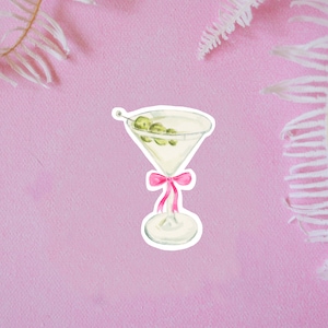 Martini vinyl sticker, martini with olives, martini with bow, water bottle sticker, laptop sticker, girl martini, sticker gift