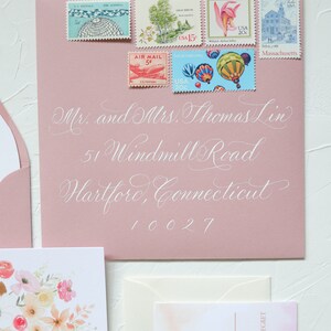 one of a kind custom watercolor wedding stationery, custom hand painted wedding invitations image 3