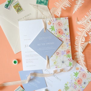 Modern floral wedding invitations, elegant floral wedding suite, hand painted watercolor wedding stationery. garden wedding details