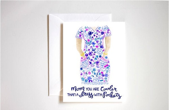 cool mom, Mother's Day card, coolest mom ever, funny mom card, card for mom Mother's Day, funny card for mom, dress with pockets, handmade