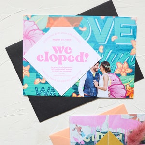 Elopement announcement cards, we eloped card, micro wedding cards, eloped wedding announcement, eloped invitation, elopement photo image 2