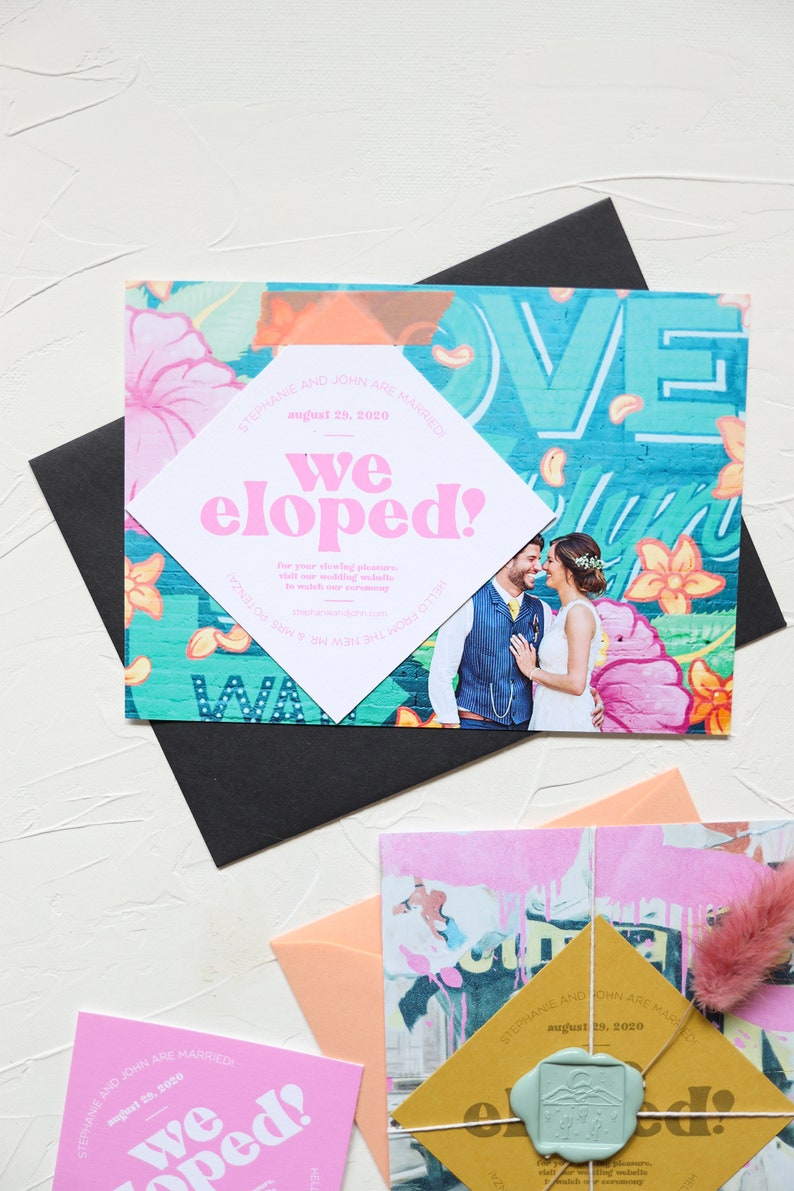 Elopement announcement cards, we eloped card, micro wedding cards, eloped wedding announcement, eloped invitation, elopement photo image 2