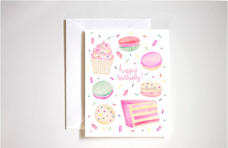 Carte d’anniversaire / Carte blanche / Carte de voeux / Notecard / Eat Cake / Desserts image 1