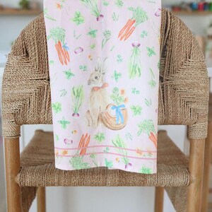 Easter tea towel, spring kitchen towel, spring home decor, easter bunny decor, spring flowers