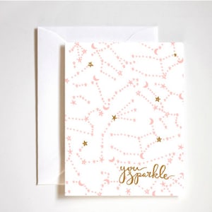 Carte Vous scintillez / carte en feuille d'or / carte de constellation / carte du zodiaque / carte d'amitié / carte d'encouragement