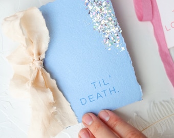 custom vow books, vow booklets, edgy vow books, edgy bride, vow books with ribbon, married af, married af wedding, married af wedding decor