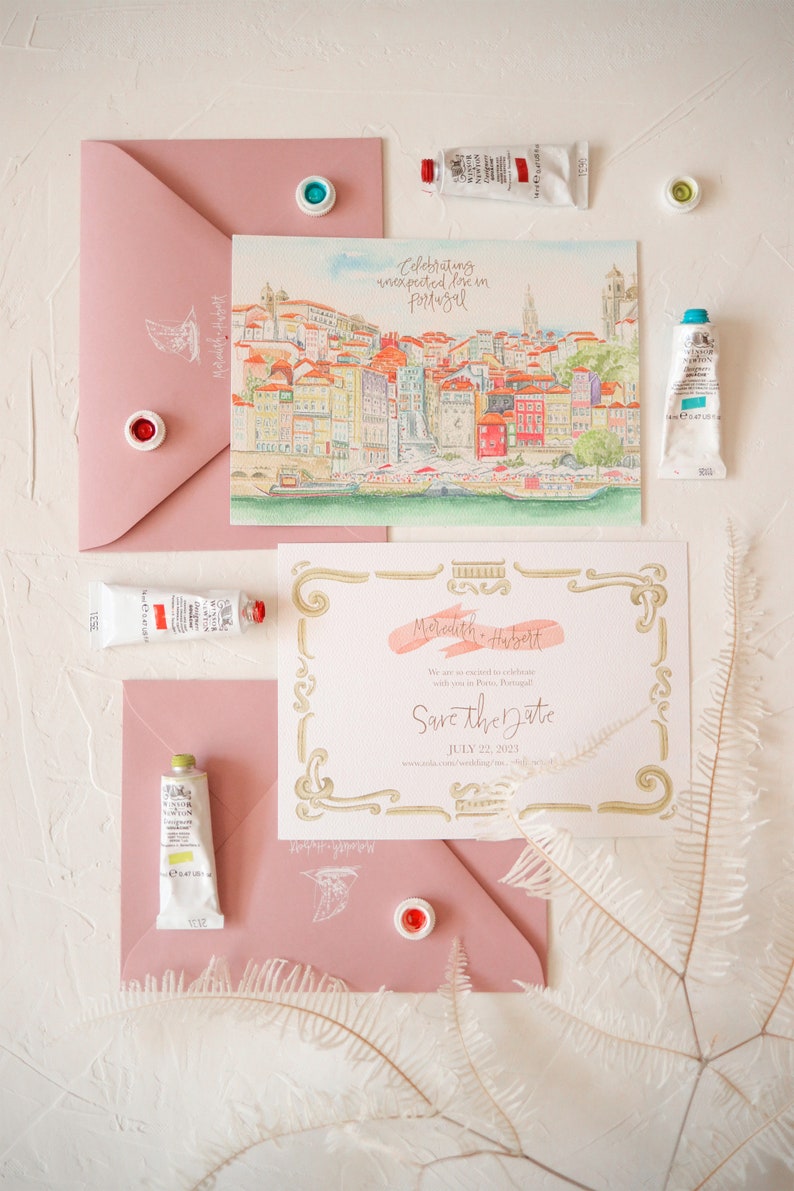 Portugal wedding invite, destination wedding invitation, timeless