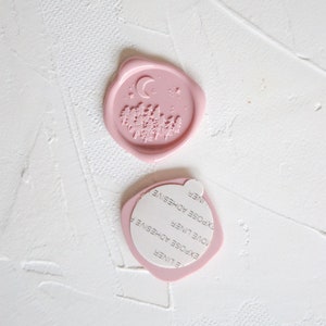 moon wax seal, forest wax seal stamp, wedding wax seal stamp adhesive, moon and stars wax stamp, pink wax seal, sage green wax seal image 5