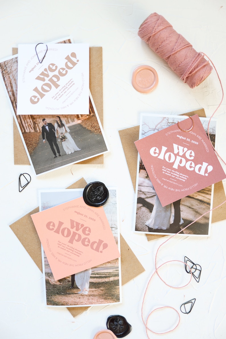 Elopement announcement cards, we eloped card, micro wedding cards, eloped wedding announcement, eloped invitation, elopement photo image 5