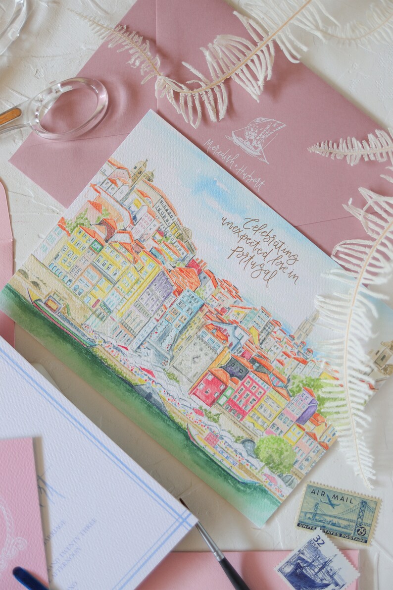 Portugal wedding invite, destination wedding invitation, timeless