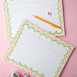 weekly planner, weekly schedule, weekly planner pad, weekday notepad, weekly organizer, checker print, summer color palette, notepad cute