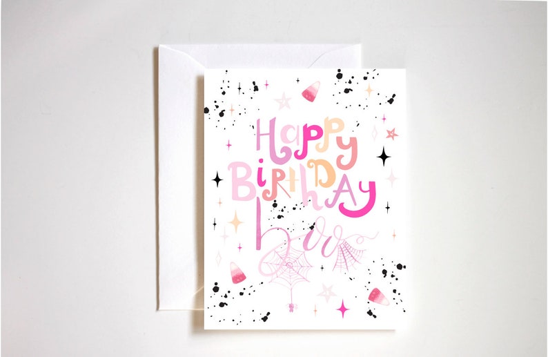 happy birthday boo / halloween birthday card / spooky birthday / pink halloween birthday image 1