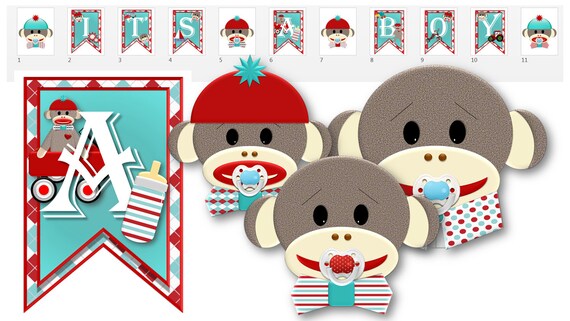 Sock Monkey Boy Baby Shower Decorations By Debs Decor Galore