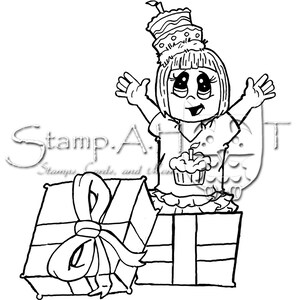 Surprise Girl Rubber Stamp image 1