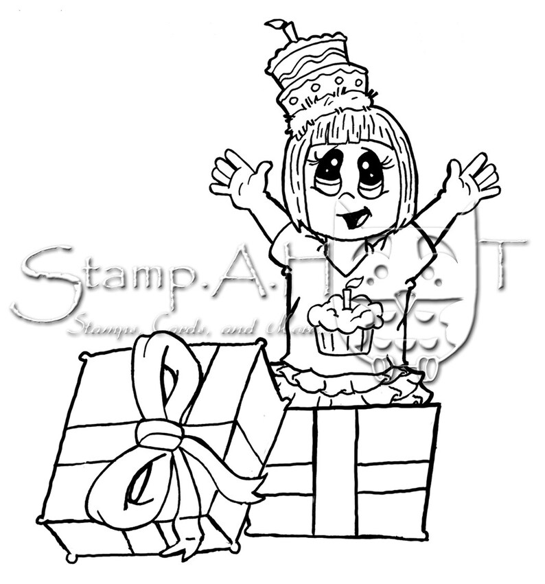 Surprise Girl Rubber Stamp image 1