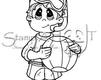 Snorkel Boy Rubber Stamp