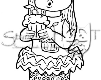 Cupcake Girl-Digital Stamp