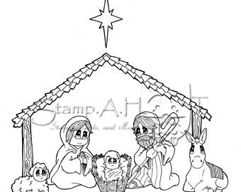 Nativity Rubber Stamp