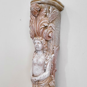 30" Vintage Caryatid Mermaid Wall Plaque
