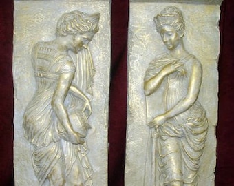 Danaides Argos Greek Wall Home Decor Plaque Pair Cameo