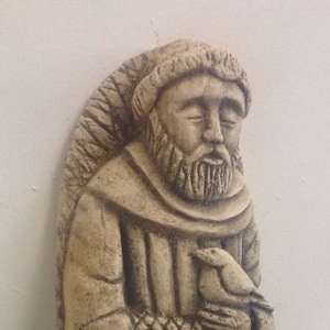 17&quot; Saint Francis of Assisi Statue Wall Sculpture Antique reproduction