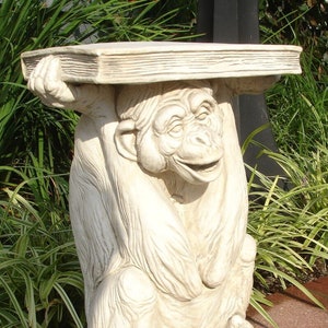 20" Monkey Holding Book Pedestal Home Garden Decor