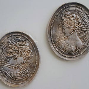 Unique Vintage Wall Plaque Relief Cameo Style Victorian Women Pair 23008